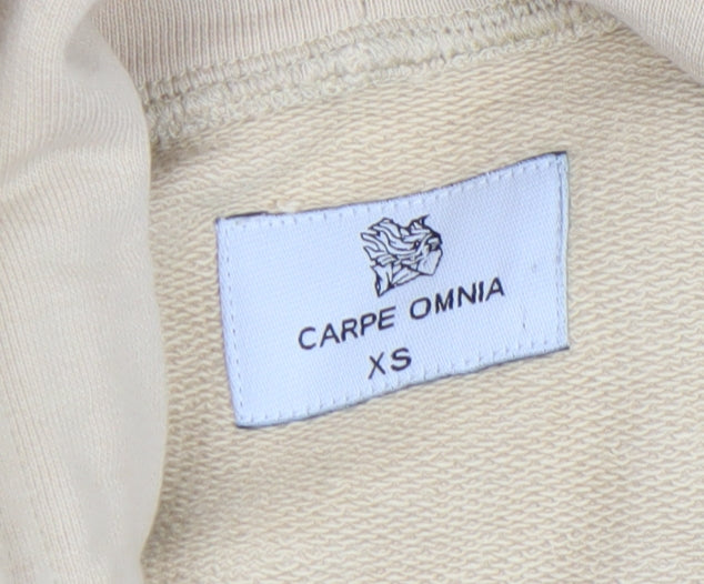 Mens UK Size XS Carpe Omnia Beige Pullover Hoodie