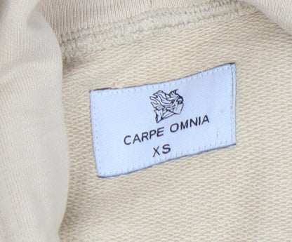 Mens UK Size XS Carpe Omnia Beige Pullover Hoodie