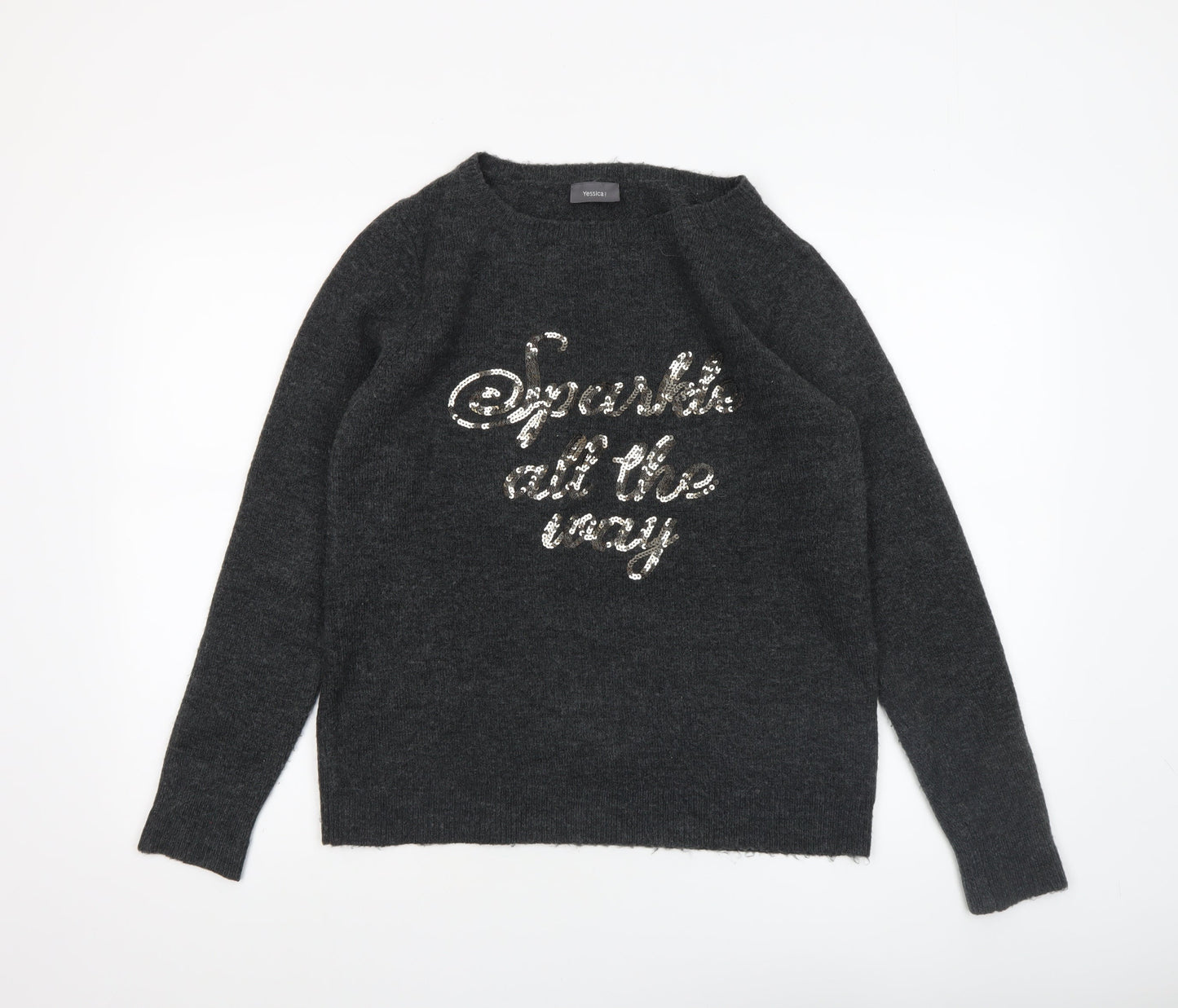 Womens UK Size M Yessica Grey Pullover Jumper