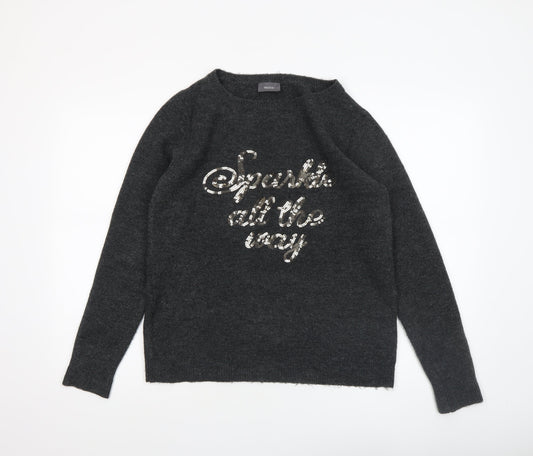 Womens UK Size M Yessica Grey Pullover Jumper