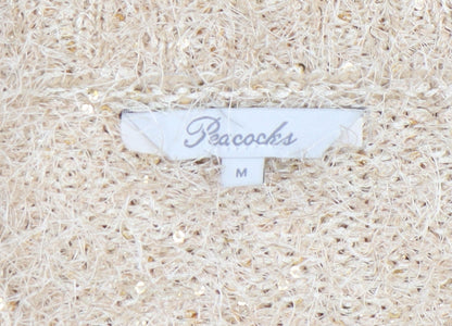 Womens UK Size M Peacocks Beige Cardigan Jumper