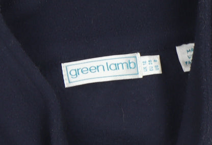 Womens UK Size 12 Green Lamb Blue Pullover Sweatshirt