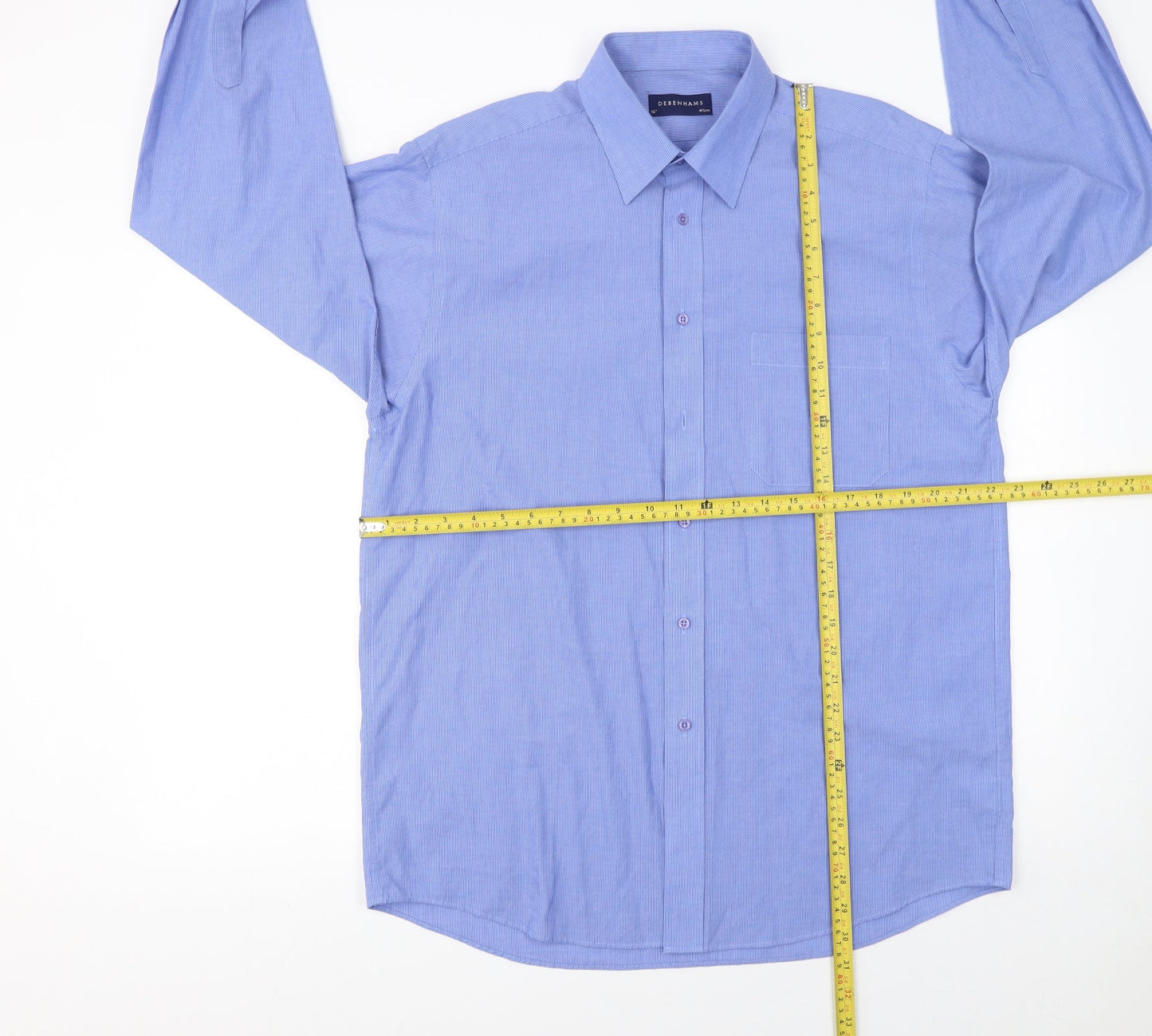 Mens UK Collar Size L Debenhams Smart Blue  Dress Shirt