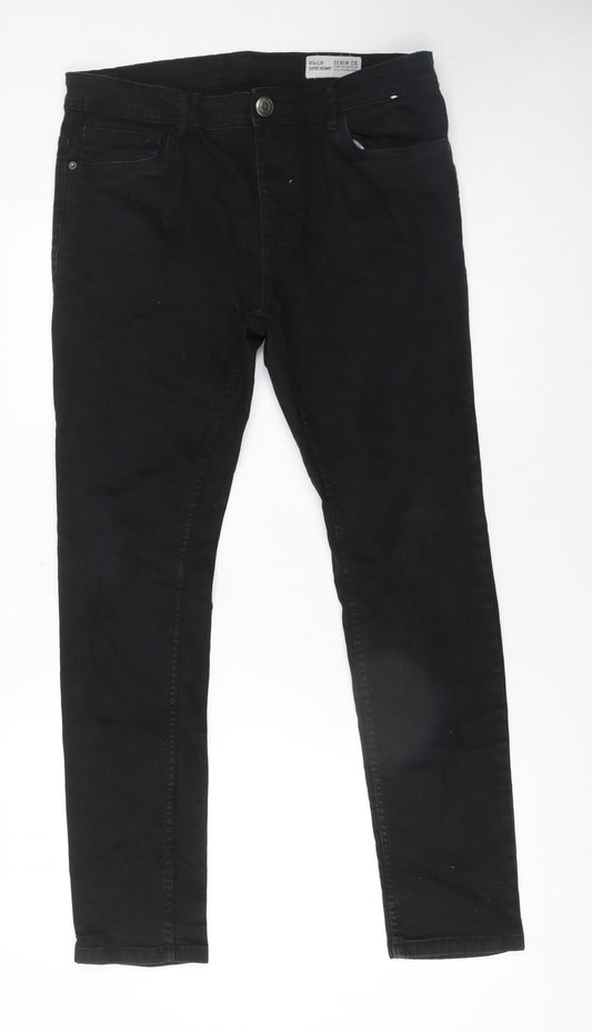 Mens UK Size M Denim Co. Slim Fit Skinny Black Jeans