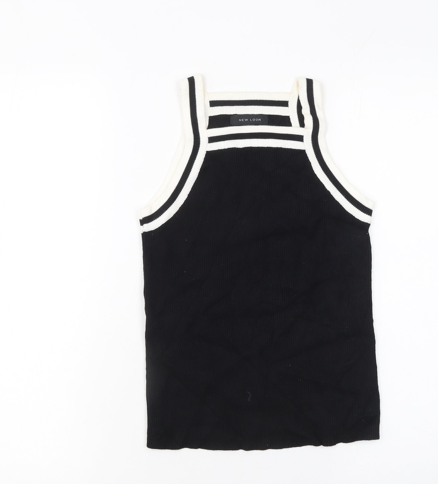 New Look Women's Black Halter Knit Tank Top Size 8 Viscose Blend