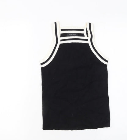 New Look Women's Black Halter Knit Tank Top Size 8 Viscose Blend