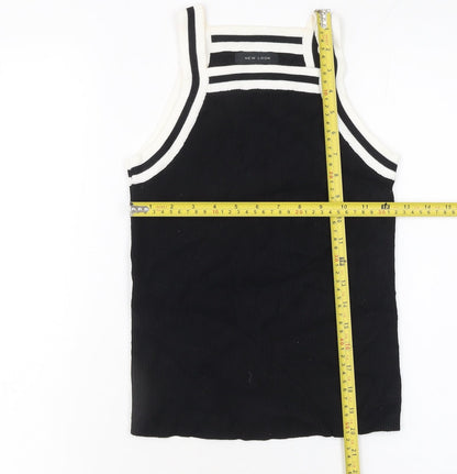 New Look Women's Black Halter Knit Tank Top Size 8 Viscose Blend