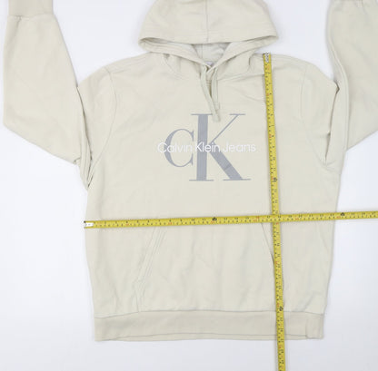 Mens UK Size L Calvin Klein Beige Pullover Hoodie