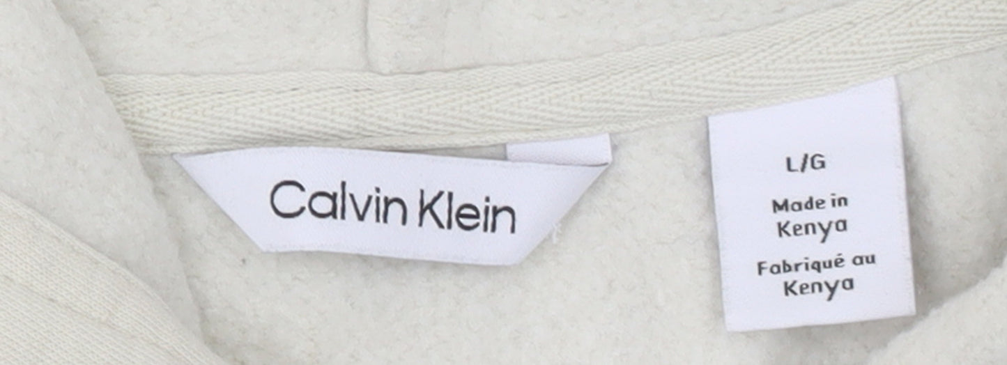 Mens UK Size L Calvin Klein Beige Pullover Hoodie