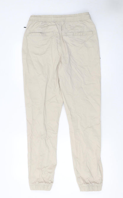 Mens UK Size S Denim Relaxed Fit Jogger Beige Trousers