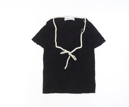 Womens UK Size 12 Bershka Black Basic T-Shirt