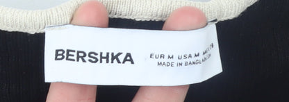 Womens UK Size 12 Bershka Black Basic T-Shirt