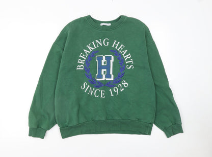 Womens UK Size S Stradivarius Green Pullover Sweatshirt