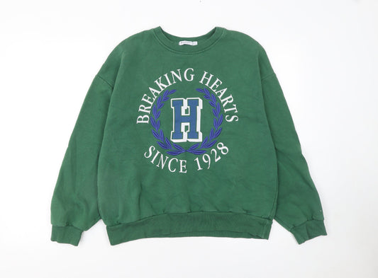 Womens UK Size S Stradivarius Green Pullover Sweatshirt