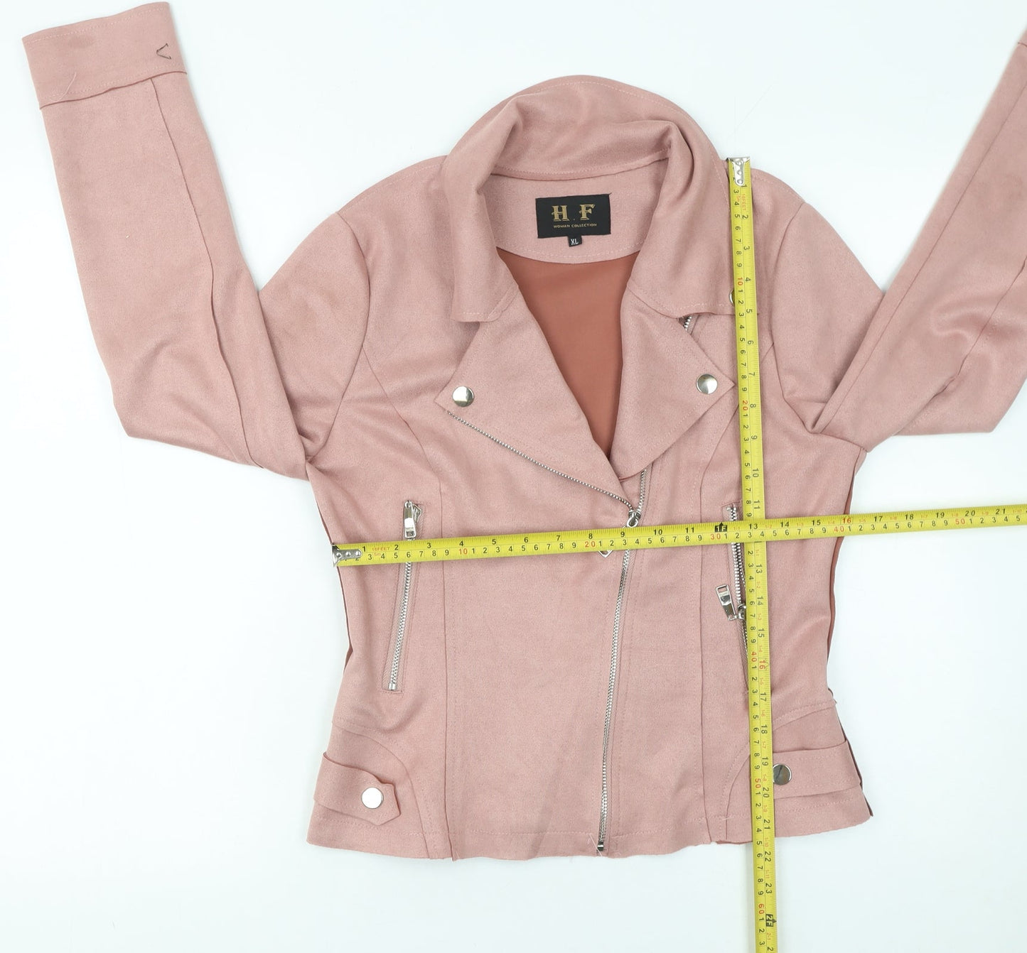 Womens UK Size XL H F Pink Biker Coat