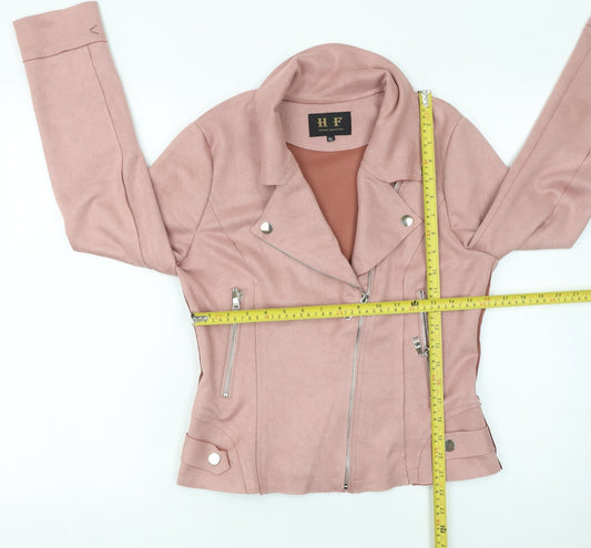 Womens UK Size XL H F Pink Biker Coat