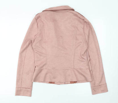 Womens UK Size XL H F Pink Biker Coat