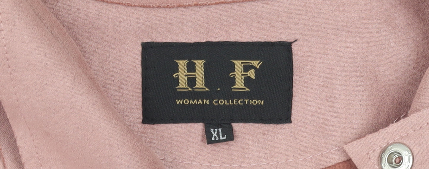 Womens UK Size XL H F Pink Biker Coat
