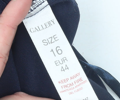 Womens UK Size 16 Gallery Regular Fit BusinessCasualWorkwear Blue Trousers