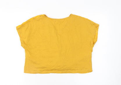 Womens UK Size S Zara Trafaluc Yellow Cropped Blouse