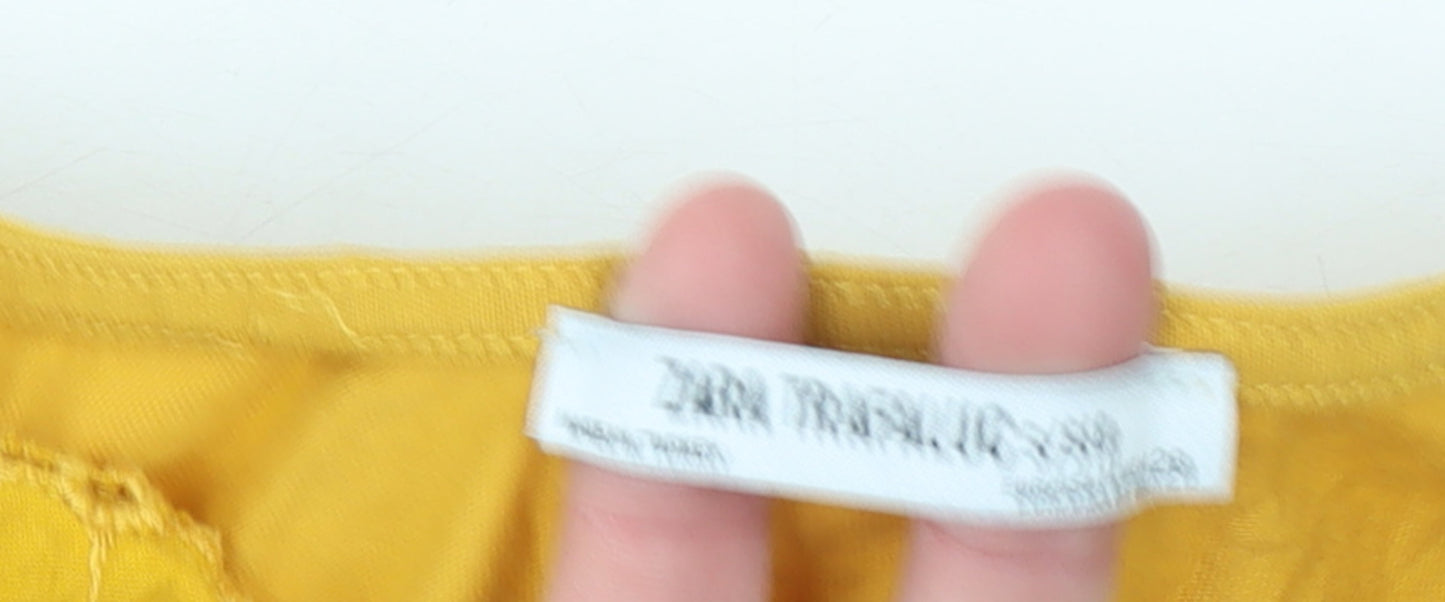 Womens UK Size S Zara Trafaluc Yellow Cropped Blouse