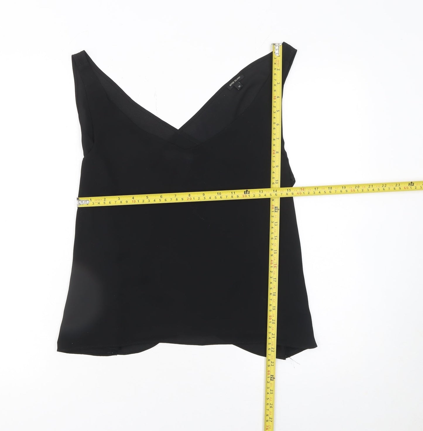 Womens UK Size 10 River Island Black Wrap Blouse