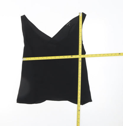 Womens UK Size 10 River Island Black Wrap Blouse