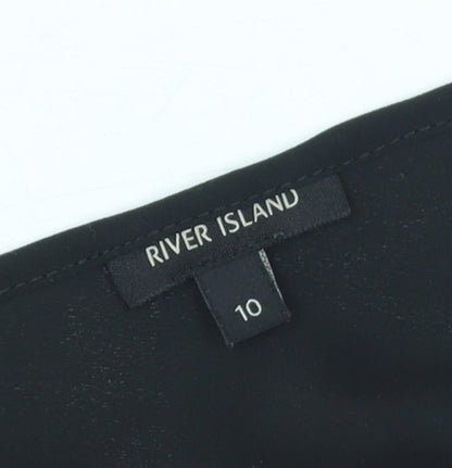 Womens UK Size 10 River Island Black Wrap Blouse