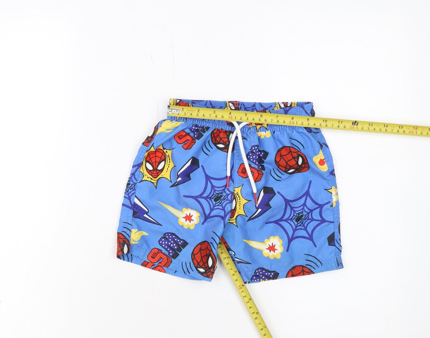 Marks and Spencer Boys Blue Spider-Man Swim Shorts 8 Years Marvel Quick Dry