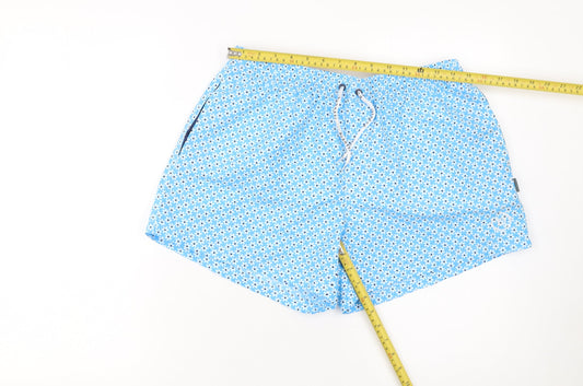 Bugatti Men's Blue Floral Swim Shorts M Elastic Waist Quick Dry