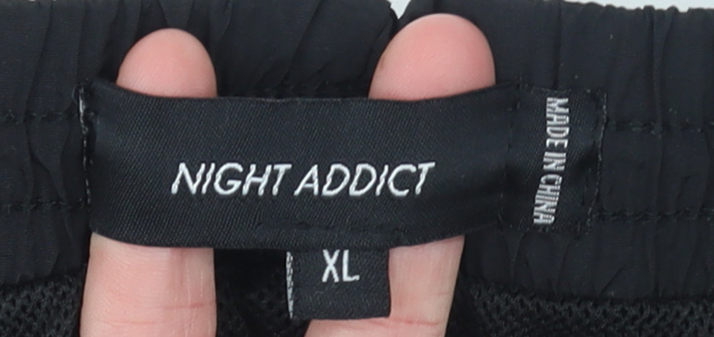 Night Addict Men's Black Pink XL Swim Shorts Nylon Blend