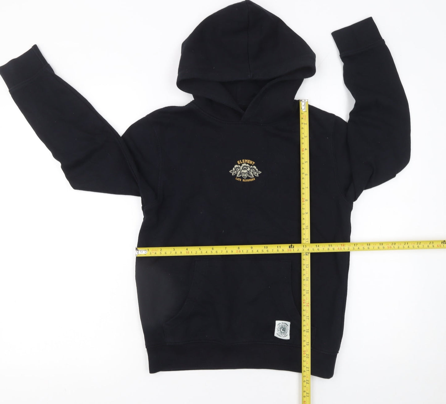 Element Unisex Kids Black Pullover Hoodie 12 Years Graphic Print Fleece