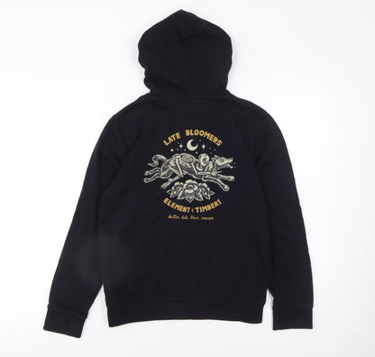 Element Unisex Kids Black Pullover Hoodie 12 Years Graphic Print Fleece