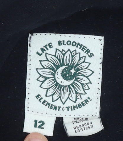 Element Unisex Kids Black Pullover Hoodie 12 Years Graphic Print Fleece