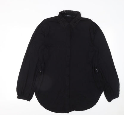 Womens UK Size 14 NEXT Black Blouse Button-Up
