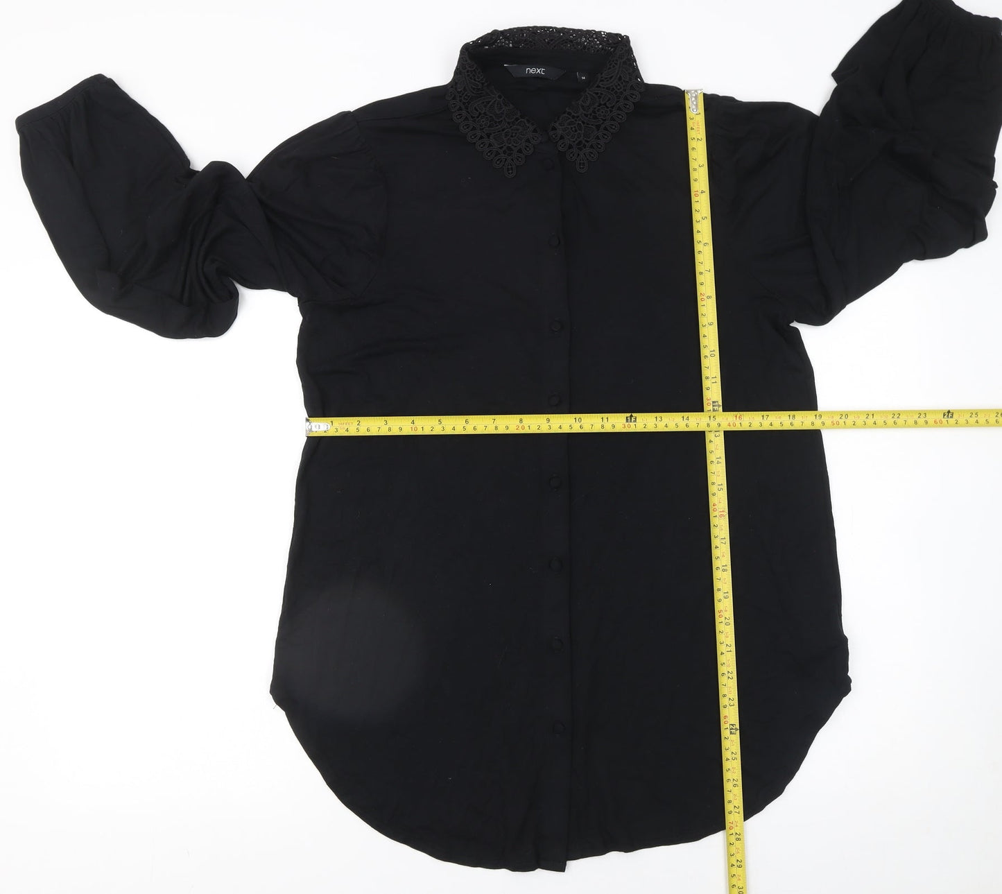 Womens UK Size 14 NEXT Black Blouse Button-Up