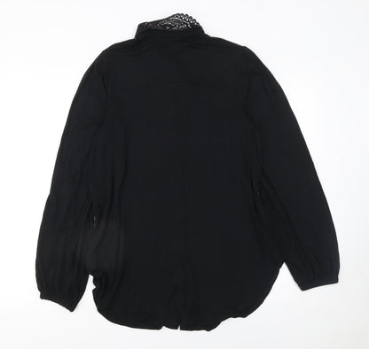 Womens UK Size 14 NEXT Black Blouse Button-Up