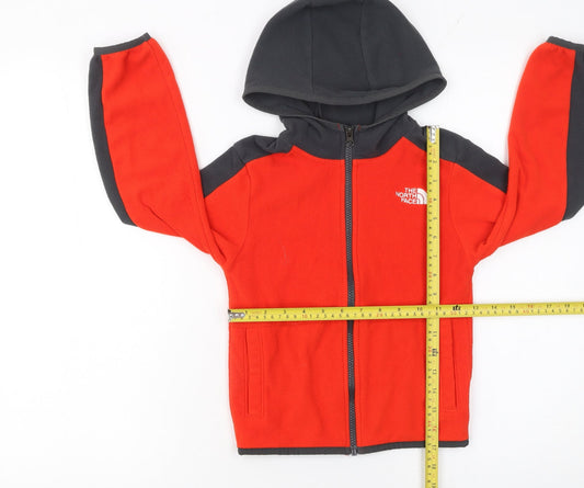 The North Face Boys Red Full Zip Fleece Hoodie Size 6 Years