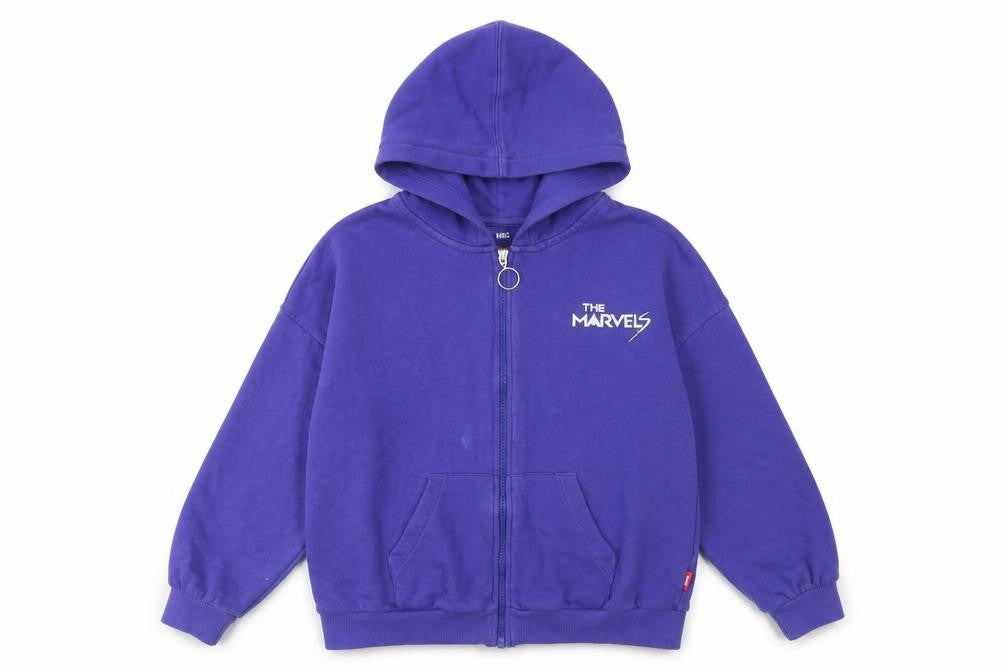Front view of Marks & Spencer girls’ purple the marvels full zip hoodie 10-11 years
