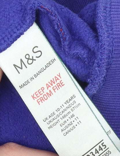 Girls UK Size 10-11 Years Marks and Spencer Purple Full Zip Hoodie