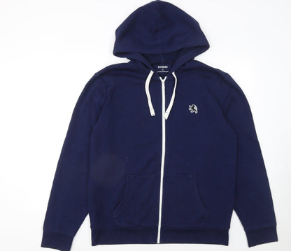 Mens UK Size L Express Blue Full Zip Hoodie