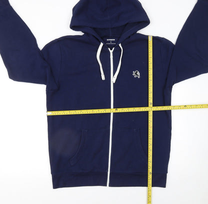 Mens UK Size L Express Blue Full Zip Hoodie