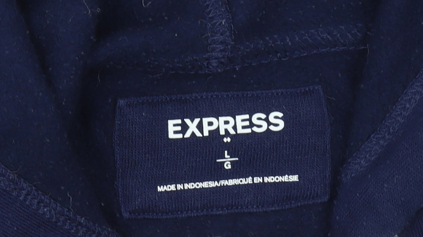 Mens UK Size L Express Blue Full Zip Hoodie