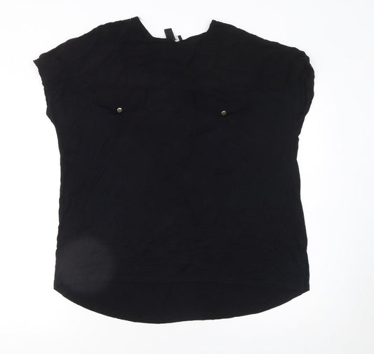 Womens UK Size 14 New Look Black Basic Blouse