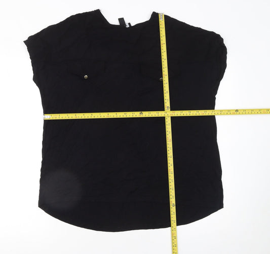 Womens UK Size 14 New Look Black Basic Blouse