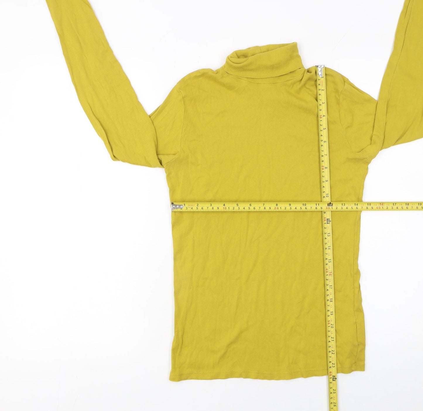 Womens UK Size S United Colors of Benetton Yellow Basic T-Shirt