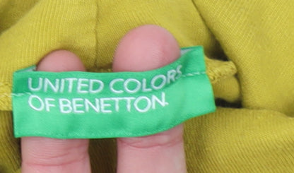 Womens UK Size S United Colors of Benetton Yellow Basic T-Shirt