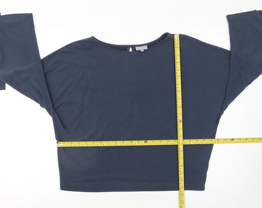 Oliver Bonas Women Blue Size 10 Relaxed Jersey Tie Sleeve Tunic Blouse