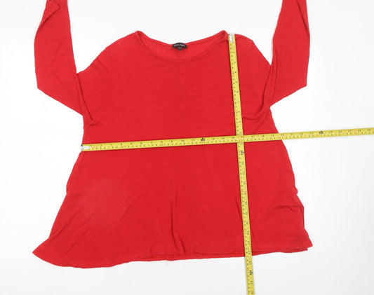 Phase Eight Women Red Long Sleeve Relaxed Fit Viscose Wool Pullover Jumper Size S