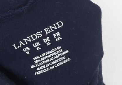 Womens UK Size XL Lands' End Blue Basic T-Shirt